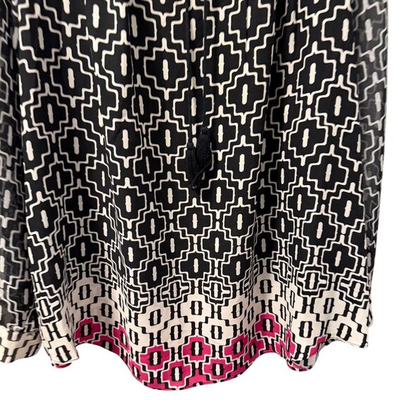 Cato Womens Geometric Print Long Sleeve Blouse Sz 26/28W Polyester Black/White/P - Picture 4 of 12